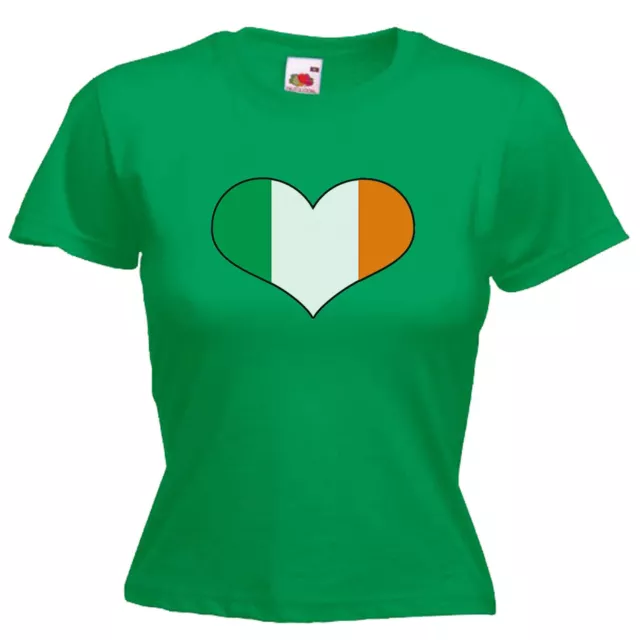 Ireland Heart Flag Ladies Lady Fit T Shirt 13 Colours Size 6 - 16