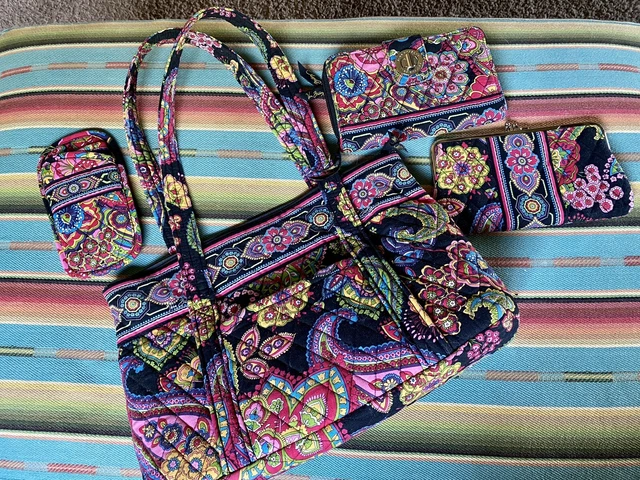 2009 Retired Vera Bradley Symphony of Hues Bundle Tote Purse, Wallets, Sunglass