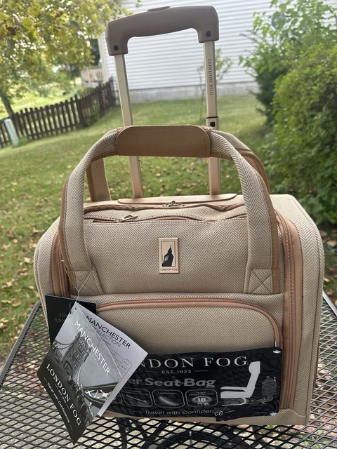 LONDON FOG 15 2 Wheel Under The Seat Bag Dark Navy Rose Gold New 150.00 PicClick