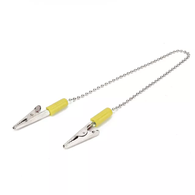 (Yellow)5x Dental Lab Bib Clip Napkin Holder With Flexible Steel Ball Chain GFL