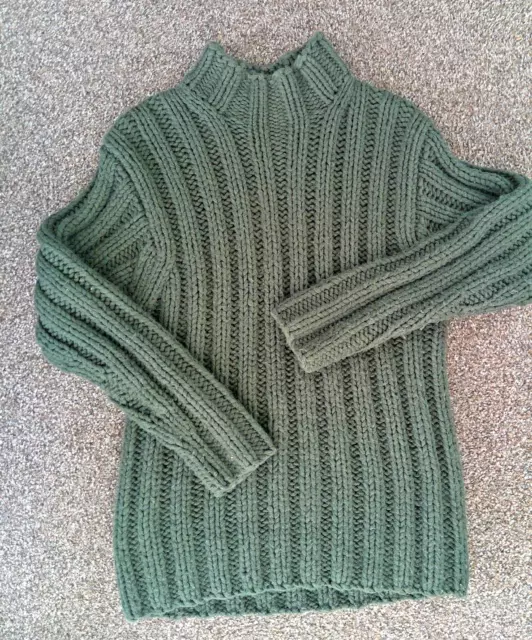 Marks & Spencer Thick Chunky Cable Knit Jumper  Size Med 38-40 Chest Dark Green