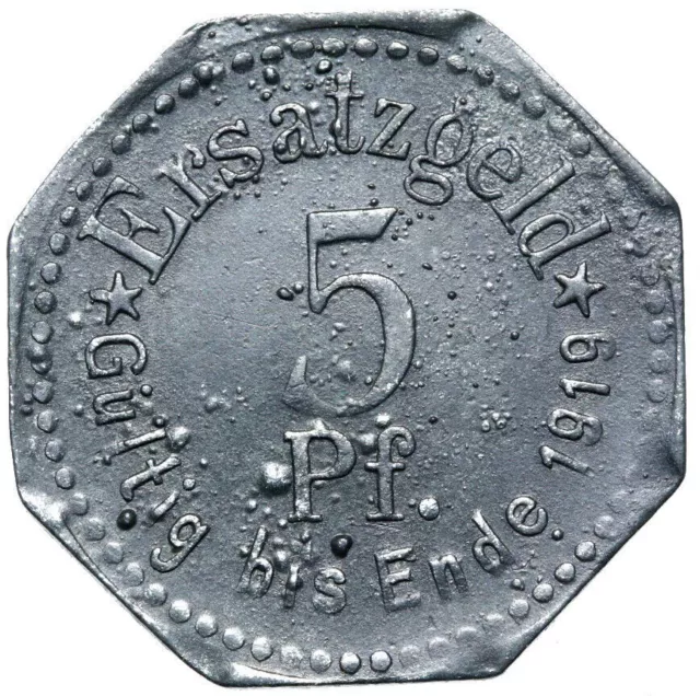 Stettin Pomerania - Poland Szczecin - EMERGENCY Coin - 5 Pfennig 1917 - Zinc