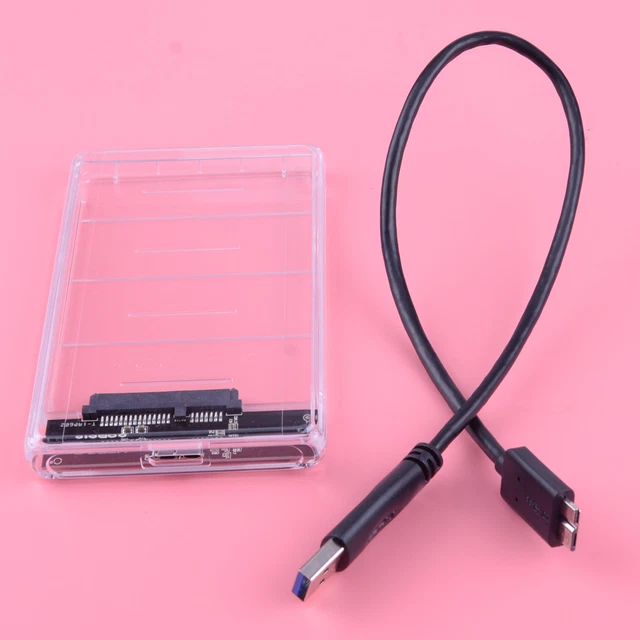 Transparent Case 2.5" USB 3.0 SATA HDD SSD Hard Disk Drive External Enclosure