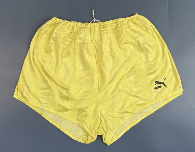 Pantaloncini Da Calcio In Nylon Vintage Puma Anni '80 Giallo Ovest Germania Taglia 7