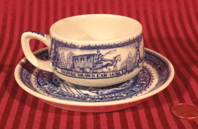 B&O Baltimore Ohio RAILROAD CENTENNIAL Antique China Demitasse Cup Saucer 1927