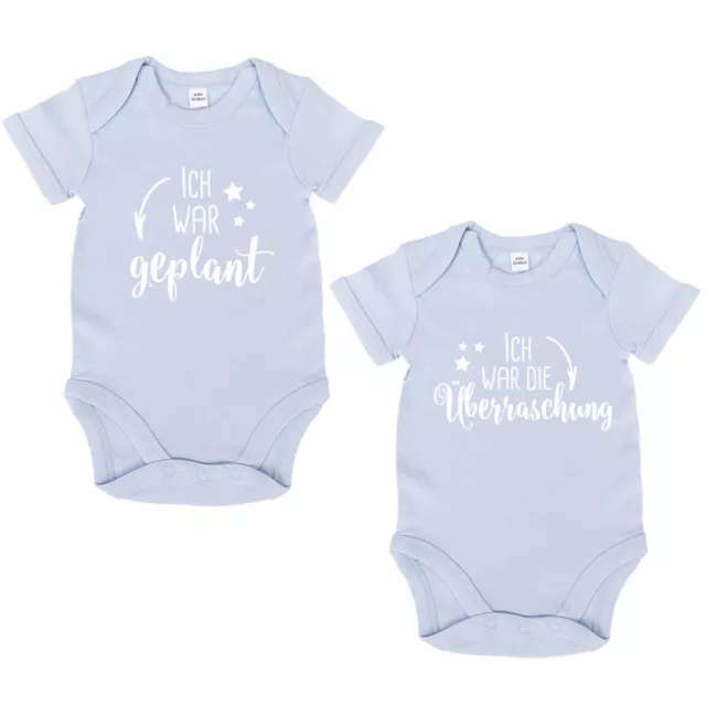 JUNIWORDS Babybody Zwilling "Ich war geplant" 100% BW ver. Farbe & Größe Junge