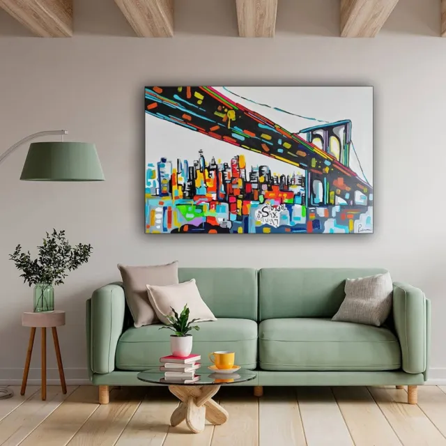 QUADRO MODERNO ASTRATTO BROOKLYN DIPINTO manhattan new york painting SKY LINE