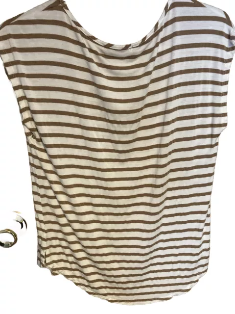 GREEN ENVELOPE BROWN and White Striped T-Shirt Women's Size M $8.50 ...
