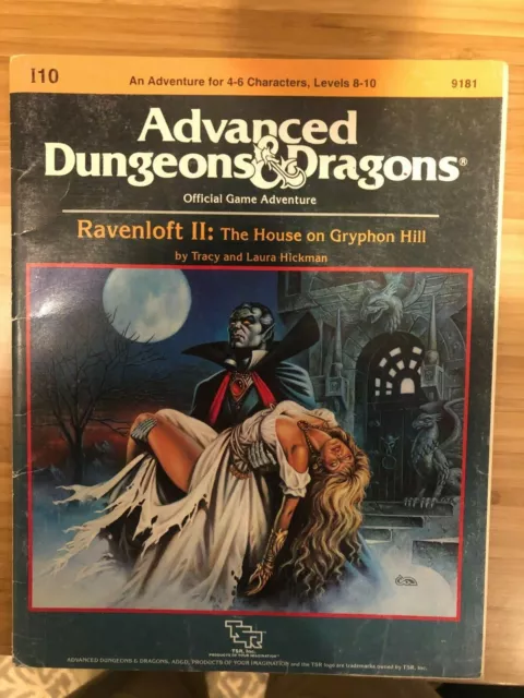 AD&D Module-  I10 RAVENLOFT II THE HOUSE ON GRYPHON HILL  (VERY RARE) Incomplete