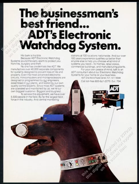 1978 ADT A.D.T. Doberman Pinscher photo Electronic Watchdog vintage print ad