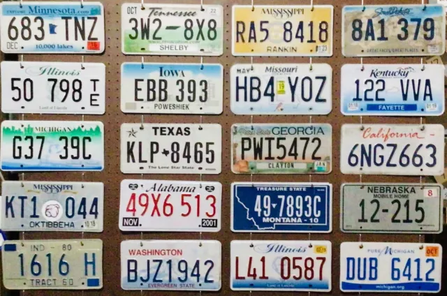 Large lot colorful of 20 old license plates - bulk - many states - low shipping