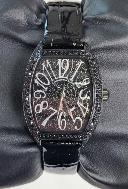 Christian Van Sant Womens Elegant Quartz Leather Strap Black Casual Watch CV4823