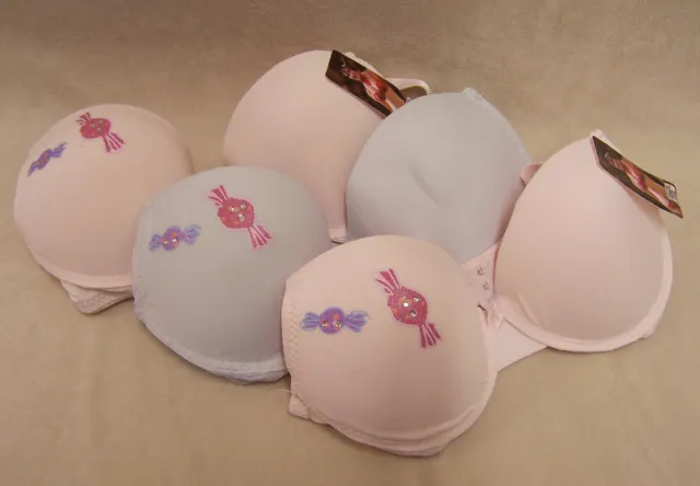 SEXY CANDY BRAS Size 36 B Pushup Padded Underwire New 2 Pink & 1 White Lot  of 3 $25.99 - PicClick