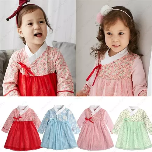 Korean Traditional Baby Girl Party Formal Dress Hanbok Stage Performance Dresses