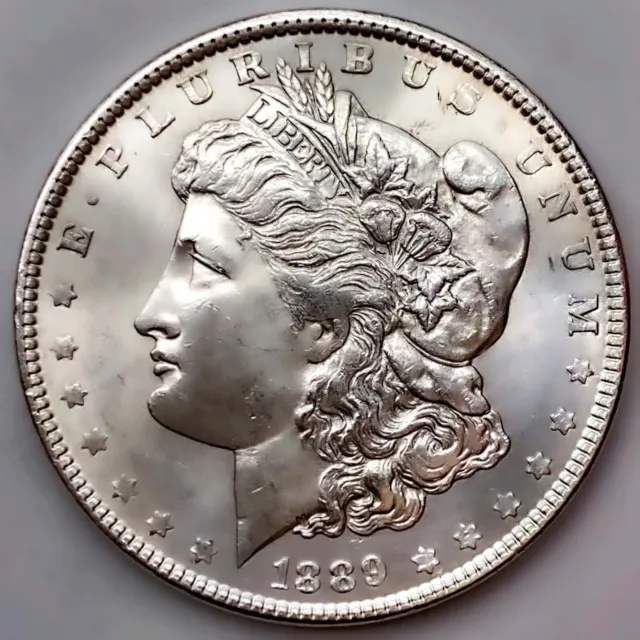 1889 Au/Unc Morgan Silver Dollar 90% $1 Coin Us #Q187