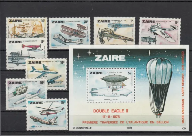 KONGO-ZAIRE, 1978 Luftfahrt 580-87, Block 22 **, (34328)