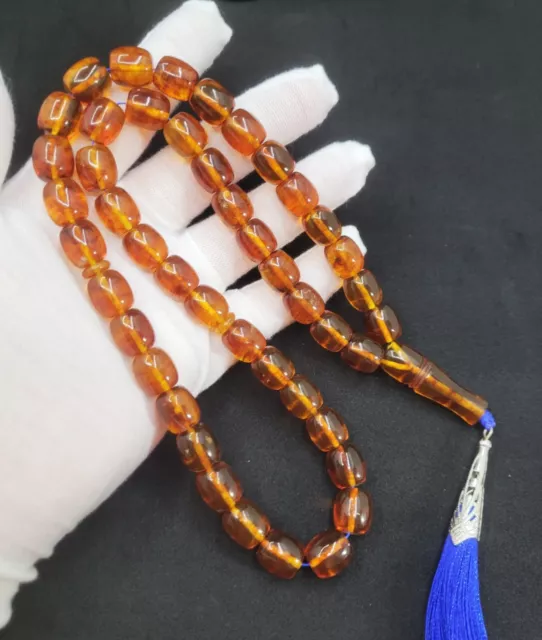 Butterscotch Egg Yolk Vintage Amber 54.40g 14/12mm 33 PRAYER BEADS BIG ROSARY