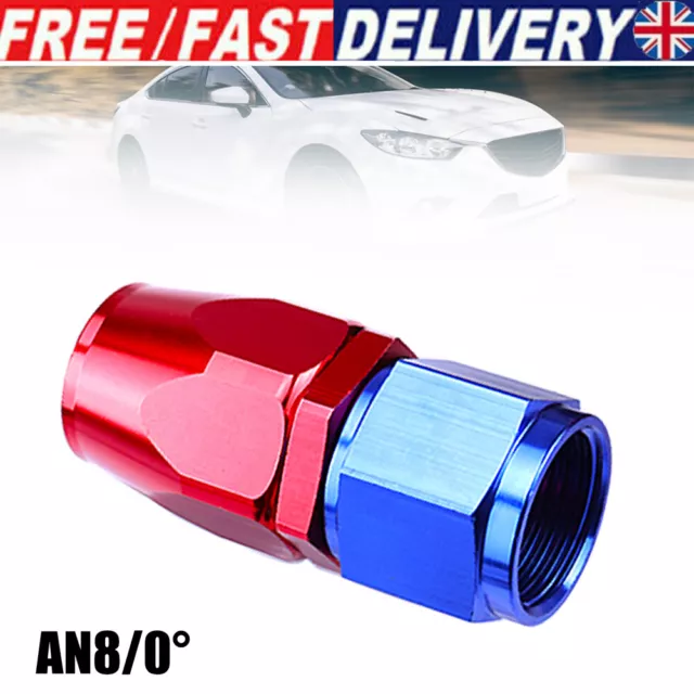 2x AN -8 AN8 8-AN Straight Swivel Fast Flow Oil Fuel Hose End Fitting Adaptor UK