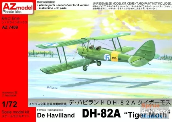 AZM7409 1:72 AZ Model De Havilland DH-82A Tiger Moth Over North Europe