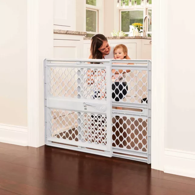 Baby Gates T26"-42" Supergate Explorer Baby Safety Gate, Gray Plastic