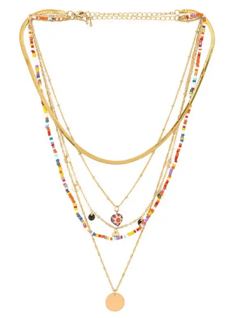 8 Other Reasons Beaded Layered Necklace in Gold