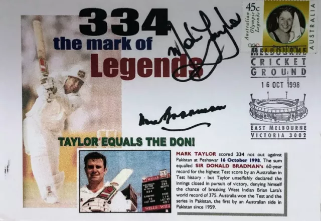 Personally Signed Don Bradman & Mark Taylor 334 FDC COA from Top Rated Seller