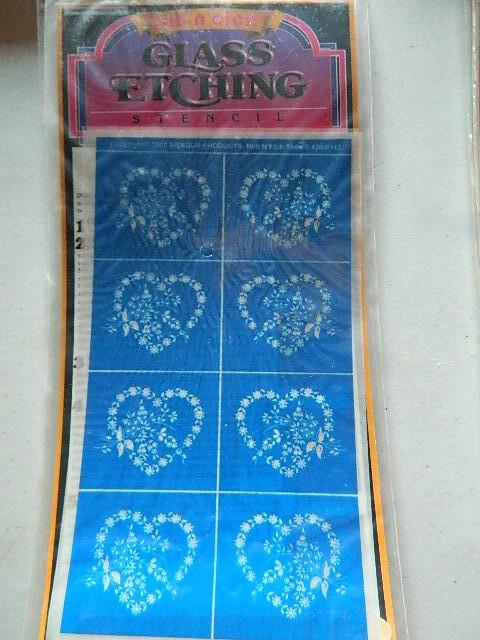 Armour Rub N Etch Stencils floral hearts glass acid etching