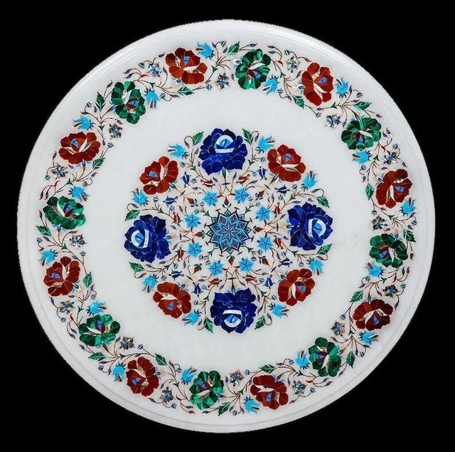 Handmade Flower Inlay Marble Coffee Center Table Top, Kitchen Table Dining Table