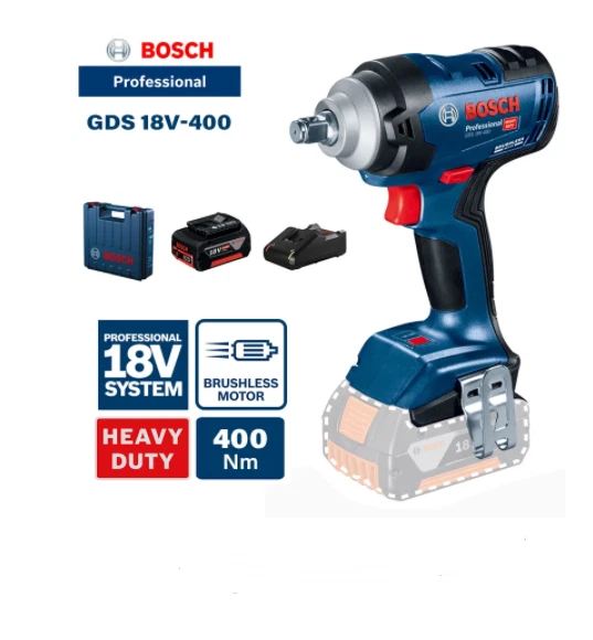 BOSCH 18V Cordless Impact Wrench Machine 400Nm Electric Wrench GDS 18V-400 Tool