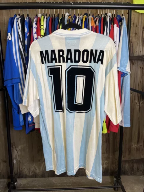 Argentinien 1994 Maradona #10 T4 L/XL Weltmeisterschaft Adidas Fußball Shirt