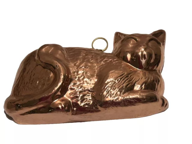 Vintage Old Dutch Design Copper Brass Cat Mold Tin Wall Hanging Decor