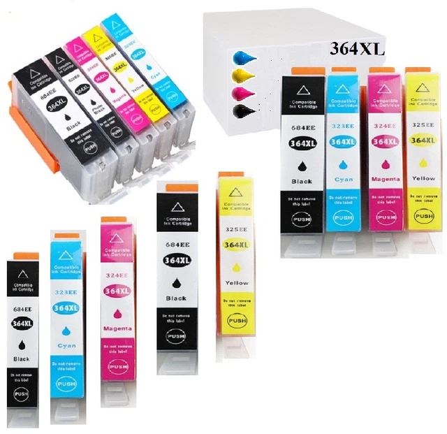 4 Cartouches D'encre Compatibles HP 364 XL - Pour Photosmart, Deskjet - Neuf