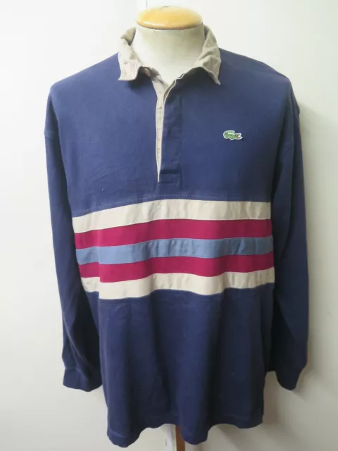 Genuine Vintage Lacoste men's Blue Long Sleeved Polo Shirt M 38-40" Euro 48-50