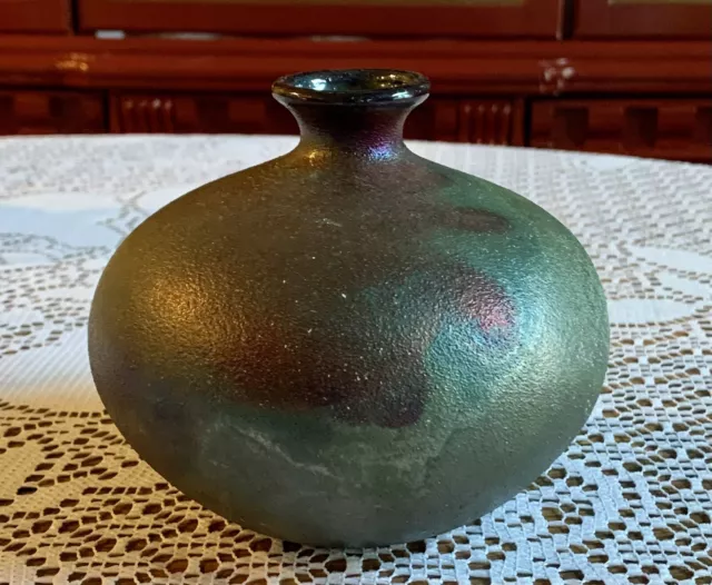 Raku Pottery Iridescent Glazed Weed Vase