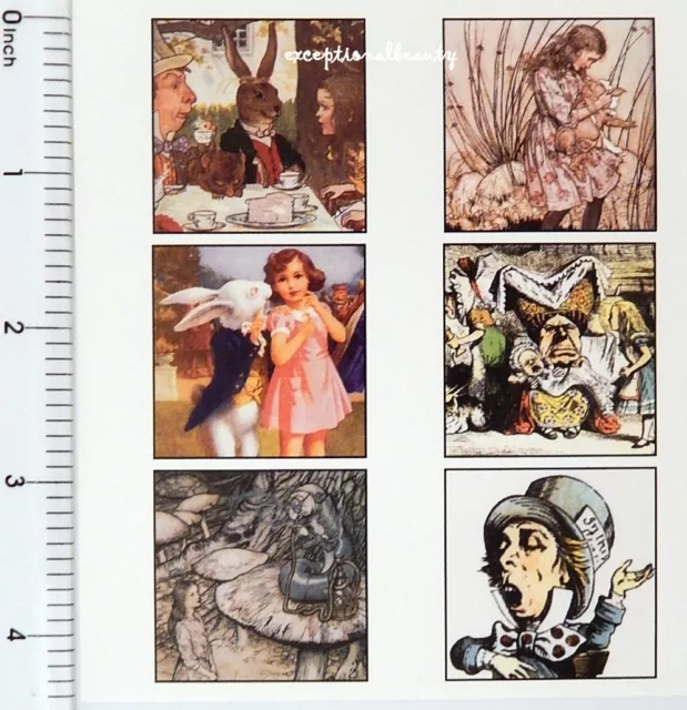 Collage Sheet Alice In Wonderland 48mm Square 8 High Quality Vintage Images 2