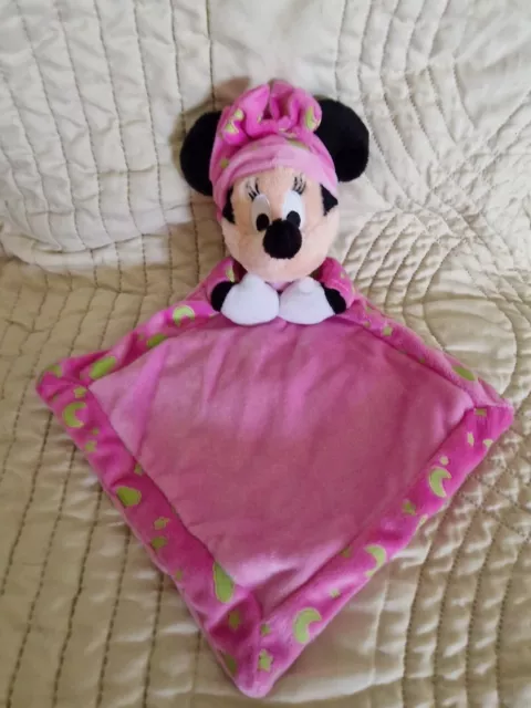 Disney Nicotoy Doudou Minnie Plat Rose Vert Lune Etoile Nuage Luminescent
