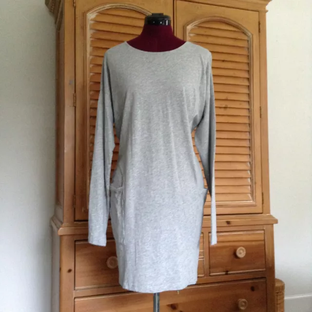 Bobi of California Women’s Top Tunic Short Dress Pockets Cotton Gray Size Large