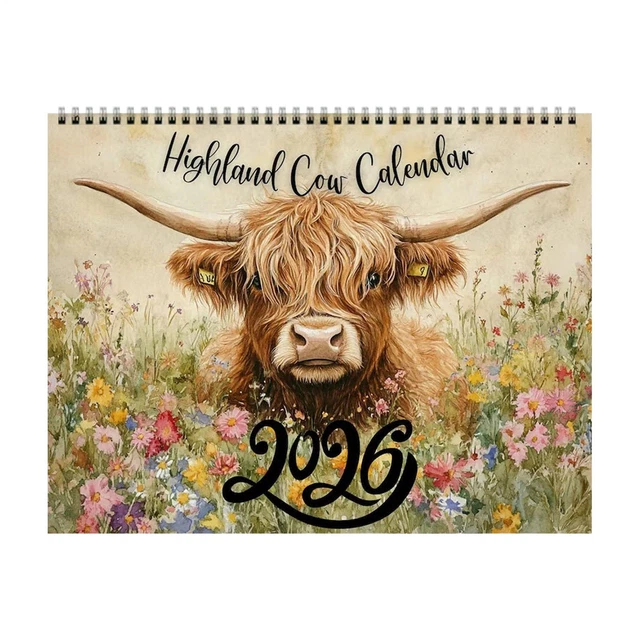 2026 CALENDAR FUNNY Highland Cow Wall Calendars 2026 Thick Paper ...