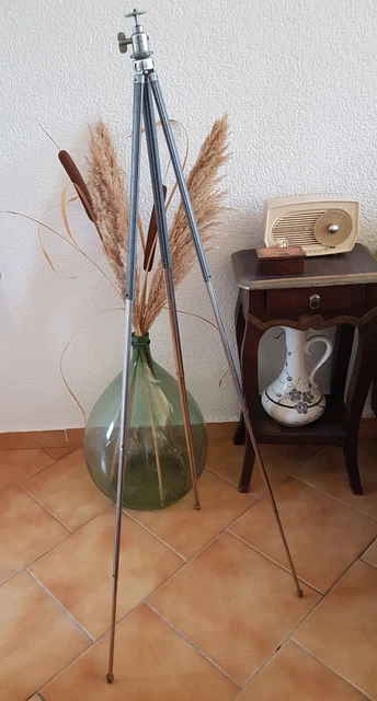 Ancien Trépied Télescopique De Poche Etoile Avec étui En Cuir - Laiton