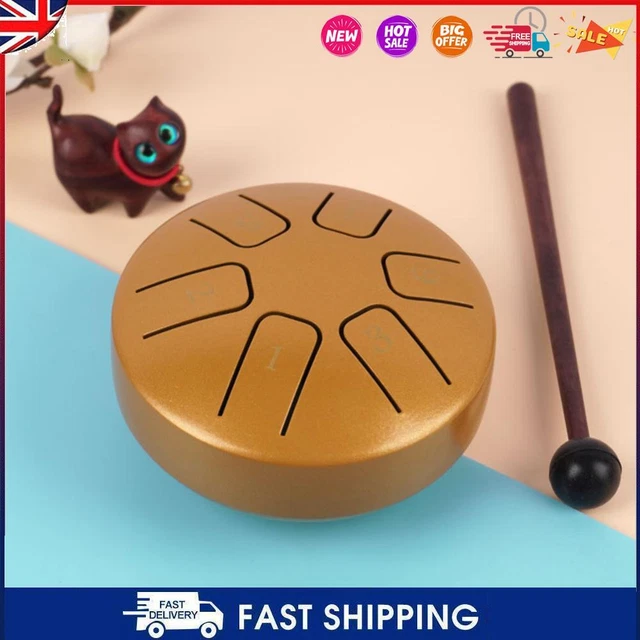3.8 Inch 6-Tone Steel Tongue Drum Mini Hand Pan Drums (Red Gold) #C