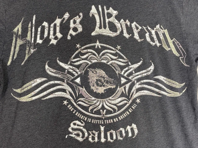 Hogs Breath Saloon Grungy T Shirt Size L Faded Gray Key West Florida FL Tee