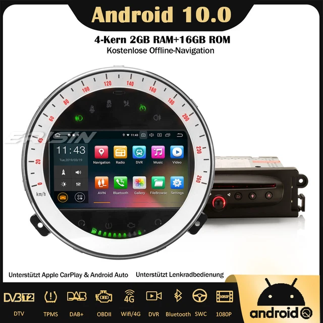 DAB+ Android 10 Autoradio GPS CarPlay Wifi TNT Navi BT5.0 Canbus BMW Mini Cooper