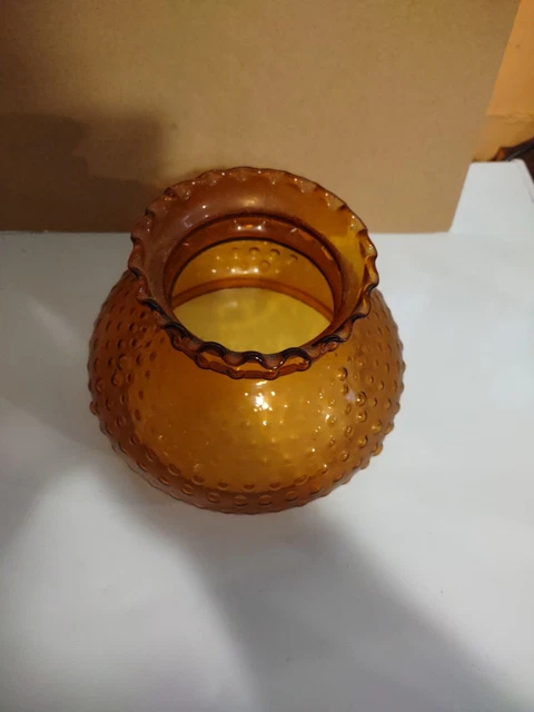 Vintage Hobnail Amber Glass Lamp Shade GWTW Oil Lamp Student Lamp Hurricane 2