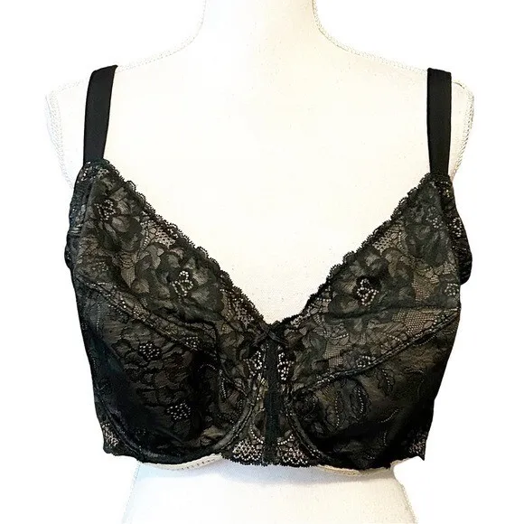 Cacique Lane Bryant Modern Lace & Mesh Unlined No-Wire Bra size 4-6