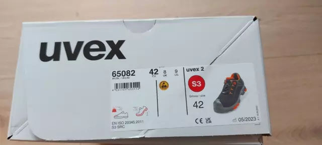 Uvex 65082 S3 SRC Sicherheitsschuhe  Schwarz/Orange, EU 42 Weite: 11