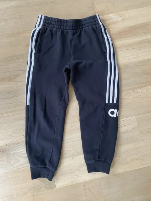 Adidas Youth Boys Black Tricot 3 Stripe Jogger Pants Size M (10/12)