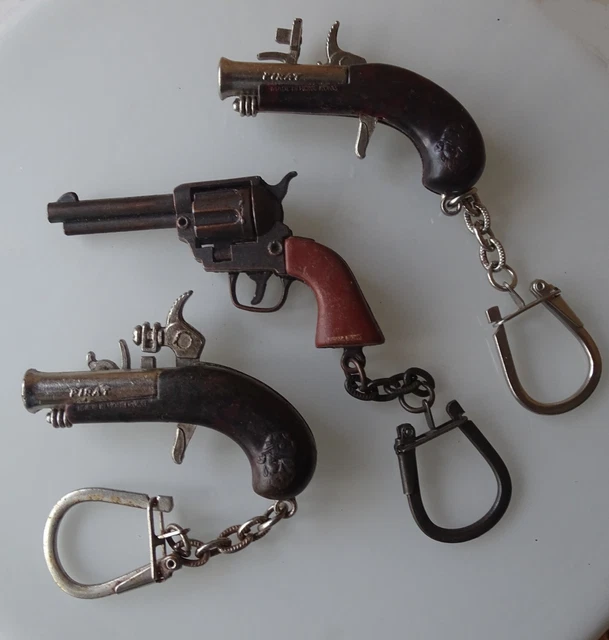 REPLIQUE DE PISTOLET Factice Ancien Avec Support Mural Bois Silex