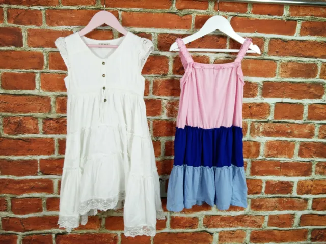Girls Bundle Age 4-5 Years M&S Next Dress Summer Sun Sleeveless White Lace 110Cm
