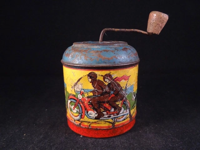 Ancien Jouet En Tôle Emile Camelin - Moto Avec Boîte à Musique - France 1920