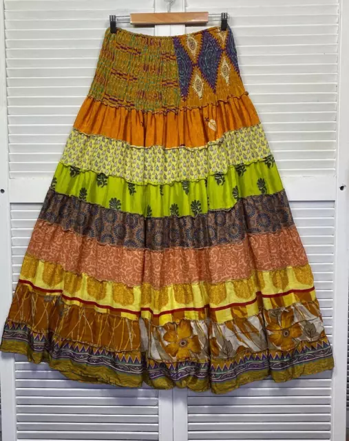 Ishka Skirt Womens Large XL Multicoloured Maxi Boho Gypsy Peasant Tiered Long